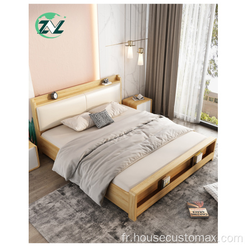 Lit de rangement en bois Lift Up Bedboard Lit ottoman